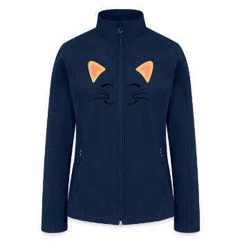 Floating Cat Face - Women’s Soft Shell Jacket - navy - Front