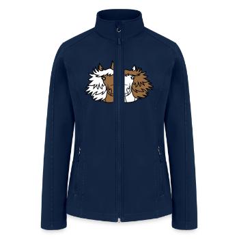 2 horses Team Pony Foal Couple Comic Friends Love - Women’s Soft Shell Jacket - navy - Front