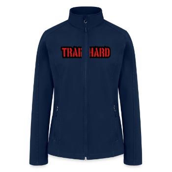 Train Hard Stamp Design - Women’s Soft Shell Jacket - navy - Front