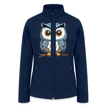 Owl Perched on Branch - Women’s Soft Shell Jacket - navy - Front