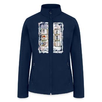 Japanese Sake Rice Barrels Decor Collage Art 72 - Women’s Soft Shell Jacket - navy - Front
