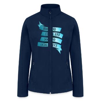 Books And Coffee And Dogs And Social Justice 2 - Women’s Soft Shell Jacket - navy - Front