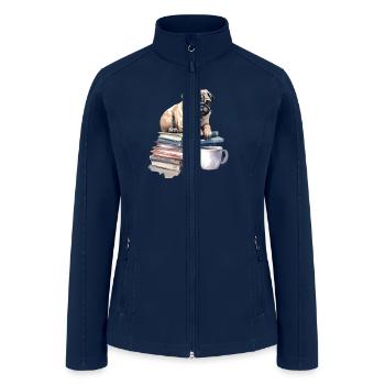 pugs Books Coffee dog moms - Women’s Soft Shell Jacket - navy - Front