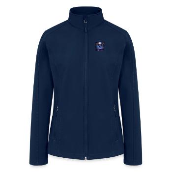 "Moonlight Rave: Owl Spins, Bunny Dances! 🎧🐇✨ - Women’s Soft Shell Jacket - navy - Front
