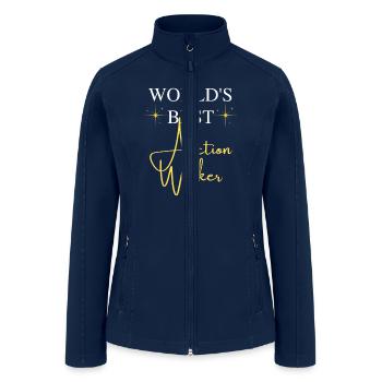 World s Best Auction Worker Funny Job Auction - Women’s Soft Shell Jacket - navy - Front