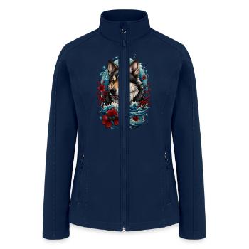 Wolf and Waves - Women’s Soft Shell Jacket - navy - Front