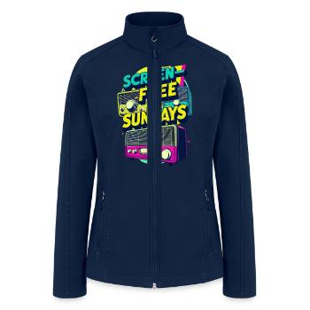 Retro Waves Screen-Free Sundays - Women’s Soft Shell Jacket - navy - Front