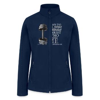 Weightlifter Christian Bible Verse - Women’s Soft Shell Jacket - navy - Front