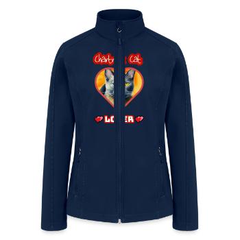 Heartfelt Love for Chartreux A Watercolor Painting - Women’s Soft Shell Jacket - navy - Front