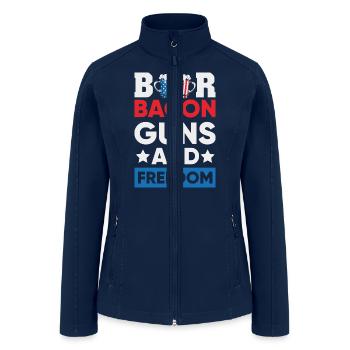 Beer Bacon Gun & Freedom USA Flag 4th of July Gift - Women’s Soft Shell Jacket - navy - Front