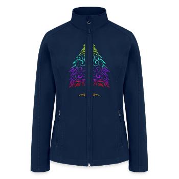 Colorful Ornament Christmas Tree For Christmas - Women’s Soft Shell Jacket - navy - Front