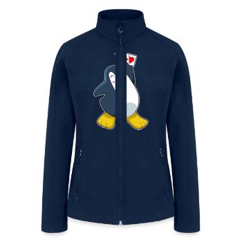 Penguin At Poker With Poker Cards - Women’s Soft Shell Jacket - navy - Front