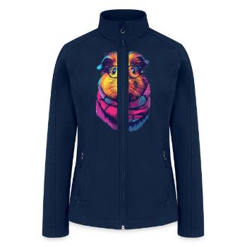 Colorful Hipster Guinea Pig for a Guinea Pig - Women’s Soft Shell Jacket - navy - Front