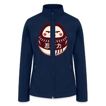 Daruma Doll With Perseverance In Kanji Symbols - Women’s Soft Shell Jacket - navy - Front
