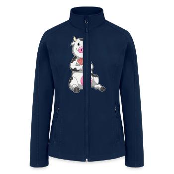 Cow At Poker With Poker Cards - Women’s Soft Shell Jacket - navy - Front