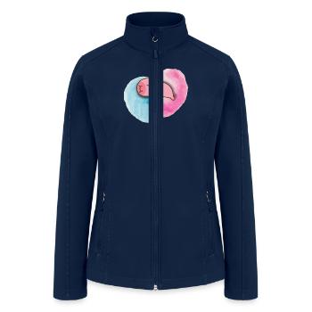 pink capybara sleeping on a cotton candy cloud - Women’s Soft Shell Jacket - navy - Front