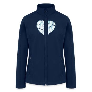 Broken Ice Heart - Broken Heart Shape - Women’s Soft Shell Jacket - navy - Front