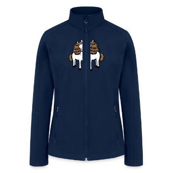 2 horses Team Pony Foal Couple Comic Friends Love - Women’s Soft Shell Jacket - navy - Front