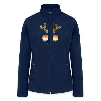 Vintage Face Reindeer Christmas Retro - Women’s Soft Shell Jacket - navy - Front