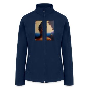 lord buddha oil painting - Women’s Soft Shell Jacket - navy - Front