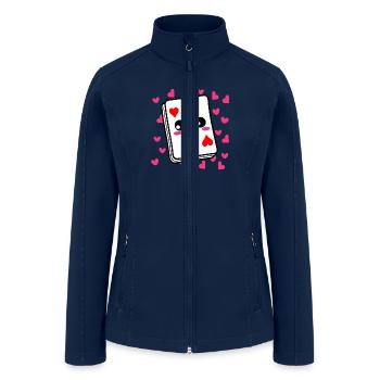 Kawaii Playing Card Hearts - Women’s Soft Shell Jacket - navy - Front
