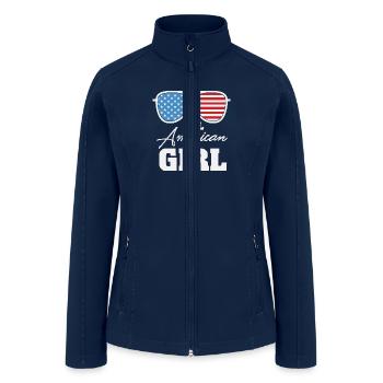 American Girl Sunglass USA Flag 4th of July Gifts - Women’s Soft Shell Jacket - navy - Front
