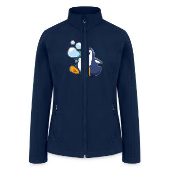 Penguin With Soap Bubbles - Women’s Soft Shell Jacket - navy - Front