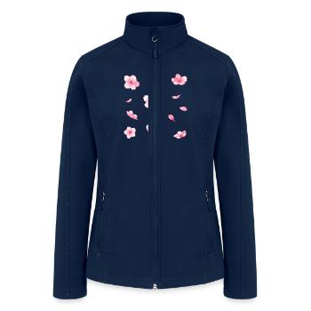 Falling Sakura Cherry Blossom - Women’s Soft Shell Jacket - navy - Front