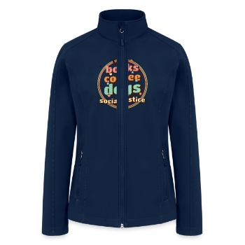 Books And Coffee And Dogs And Social Justice - Women’s Soft Shell Jacket - navy - Front