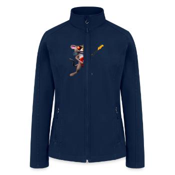 Cute mouse jamming on electric guitar - Women’s Soft Shell Jacket - navy - Front