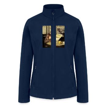 Newspaper monkey eating a banana in a restaurant - Women’s Soft Shell Jacket - navy - Front