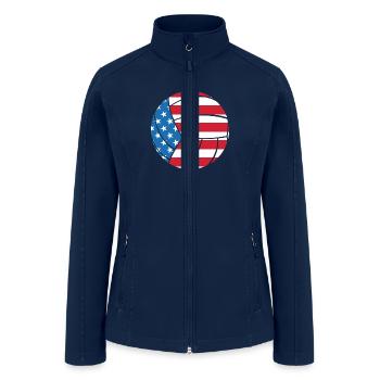 Volleyball American USA Flag 4th of July Gifts - Women’s Soft Shell Jacket - navy - Front