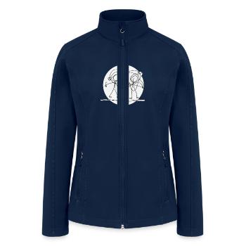 Minimalist Line Art of Two Kids Playing for Tshirt - Women’s Soft Shell Jacket - navy - Front
