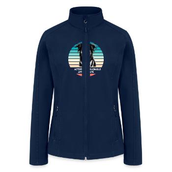 AUSTRALIAN SHEPHERD: Active,Trainable,Affectionate - Women’s Soft Shell Jacket - navy - Front
