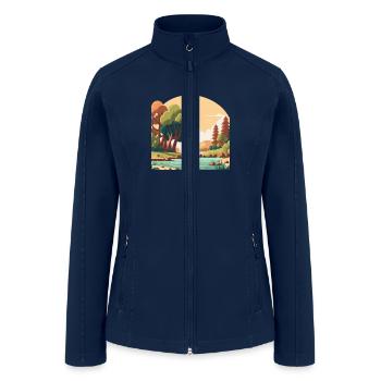 landscape with mountains and river - Women’s Soft Shell Jacket - navy - Front