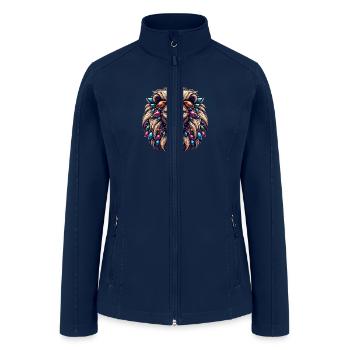 Lion's Majesty Digital Art with Precious Gemstone - Women’s Soft Shell Jacket - navy - Front