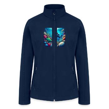 Ocean Depths Exploration: Diving into the Reef - Women’s Soft Shell Jacket - navy - Front