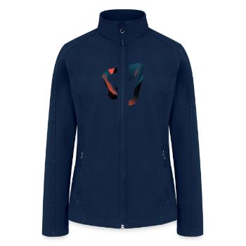 Creating an icon of a paper plane with a cyan and - Women’s Soft Shell Jacket - navy - Front