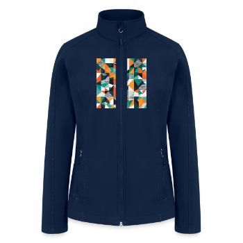 Minimalist Geometric Design with Depth Illusion - Women’s Soft Shell Jacket - navy - Front