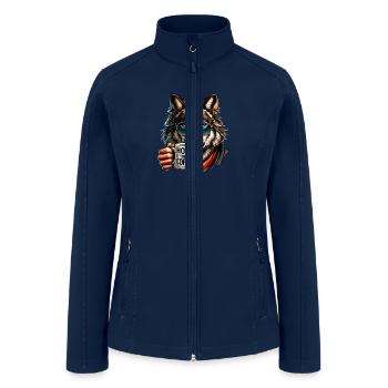 Cool Wolf Howl for Coffee - Women’s Soft Shell Jacket - navy - Front