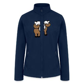 2 horses Team Pony Foal Couple Comic Friends Love - Women’s Soft Shell Jacket - navy - Front