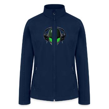 Reptoid Green Alien Face DJ Music Lover - Friendly - Women’s Soft Shell Jacket - navy - Front