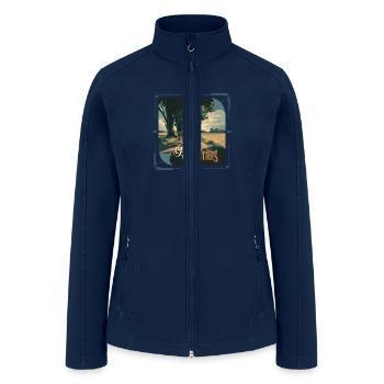 Pedal the Pastures Design - Women’s Soft Shell Jacket - navy - Front