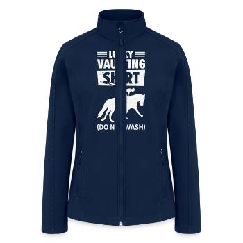 Equestrian Horse Vaulting Funny Lucky Horseback - Women’s Soft Shell Jacket - navy - Front