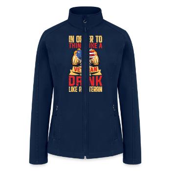 Drink Like A USA Veteran Dad Grandpa Gift Ideas - Women’s Soft Shell Jacket - navy - Front