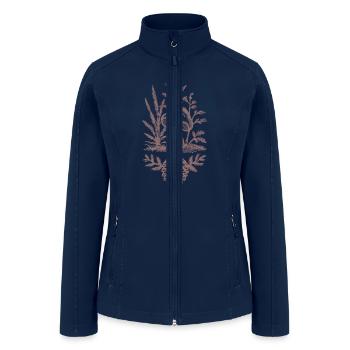 Mushroom and Pine Cone Design Brown - Women’s Soft Shell Jacket - navy - Front