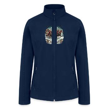 Vintage Sleigh Ride - Whimsical Christmas Magic - Women’s Soft Shell Jacket - navy - Front