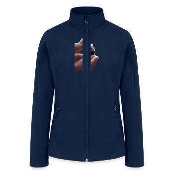 a tiny, finger-sized panda resting - Women’s Soft Shell Jacket - navy - Front