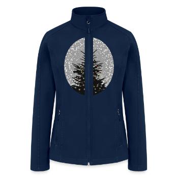 lighted Christmas tree in the snow - Women’s Soft Shell Jacket - navy - Front