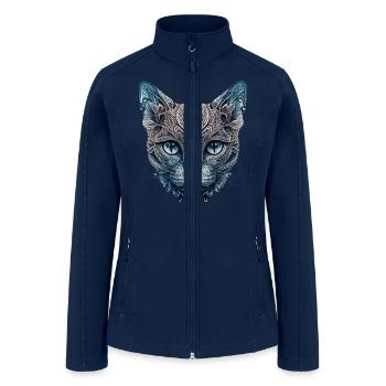 Ornamental cat face - Women’s Soft Shell Jacket - navy - Front